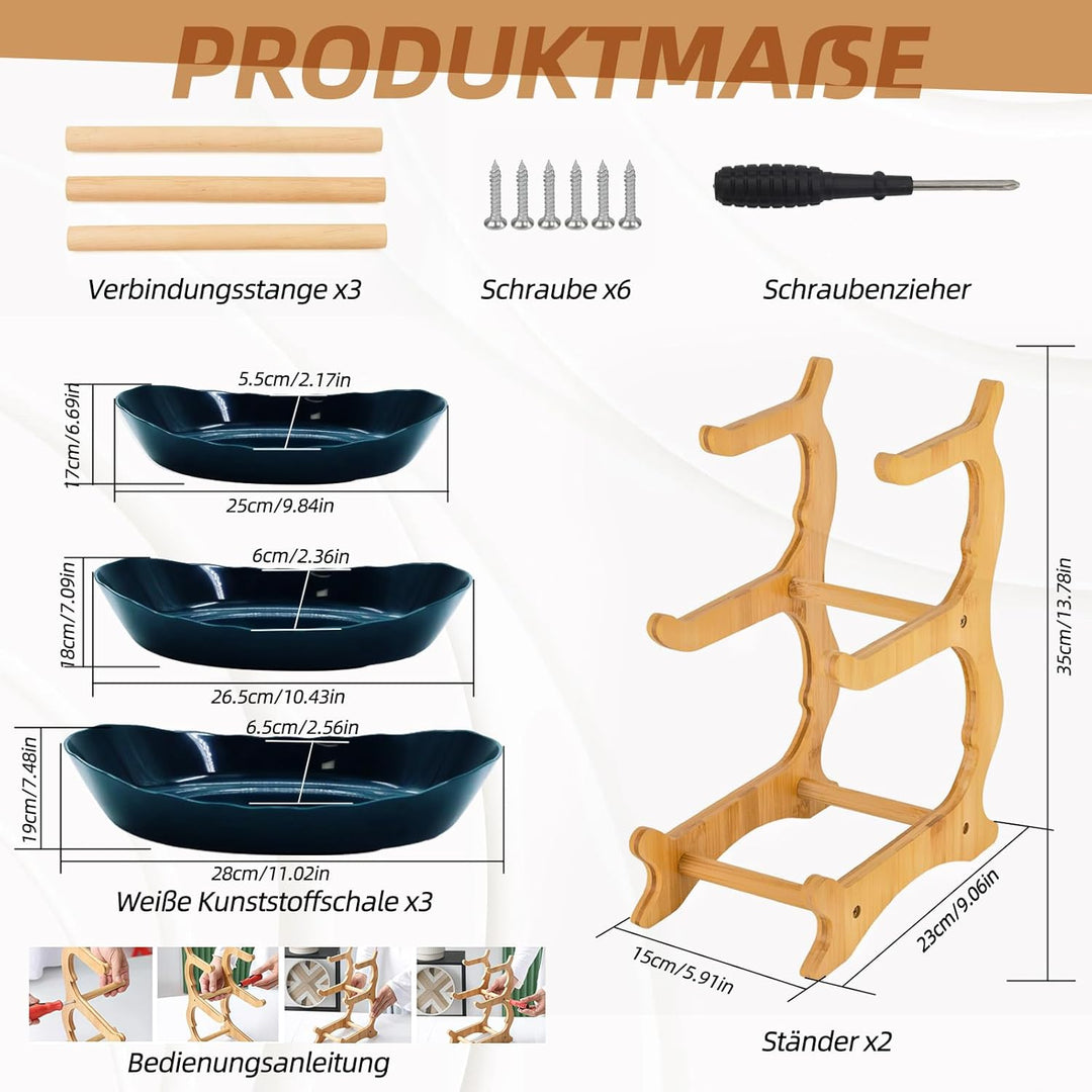 Tortenständer, mehrstöckige Obstschale, Küchenkorb, dekorative Schale für die Arbeitsplatte, dreistö