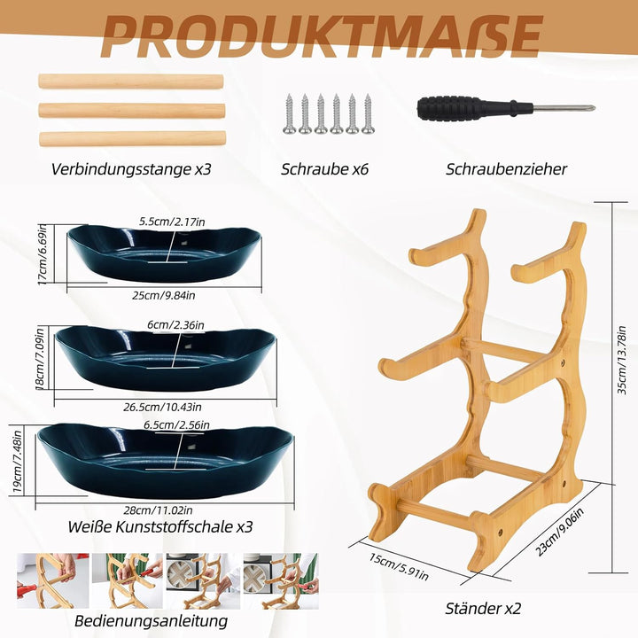 Tortenständer, mehrstöckige Obstschale, Küchenkorb, dekorative Schale für die Arbeitsplatte, dreistö