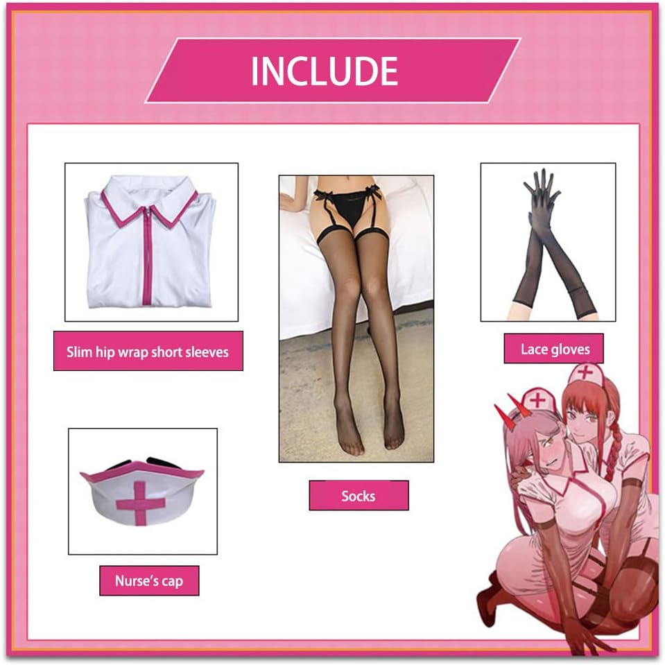 OSIAS Chainsaw Man Anime Cosplay Kostüme Makima/Power Nurse Uniform M, Makima/Power Nurse Uniform M