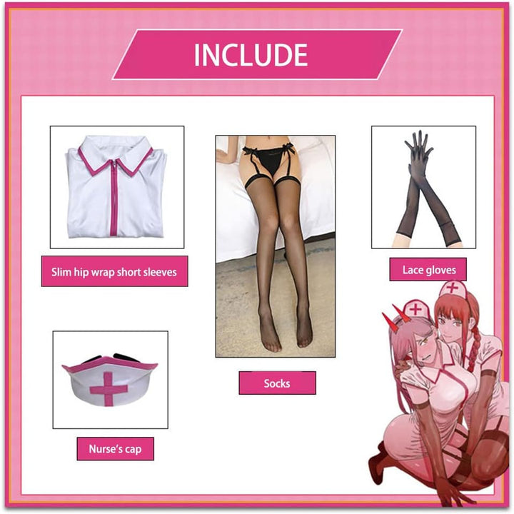 OSIAS Chainsaw Man Anime Cosplay Kostüme Makima/Power Nurse Uniform M, Makima/Power Nurse Uniform M