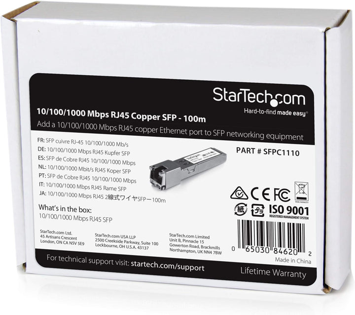 StarTech.com Cisco kompatibles Gigabit RJ45 Kupfer SFP Transceiver Modul - Mini-GBIC Gigabit Kupfer,