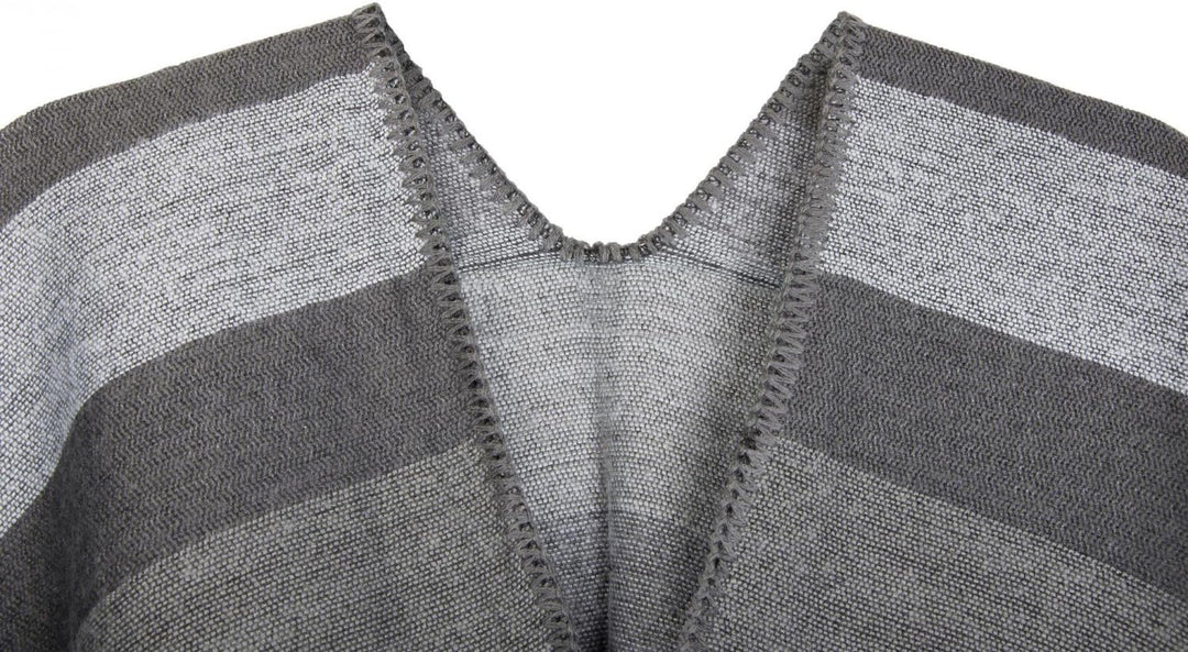 styleBREAKER Poncho mit Streifen Muster, Überwurf Cape, Wendeponcho, Damen 08010009, Farbe: Einheits