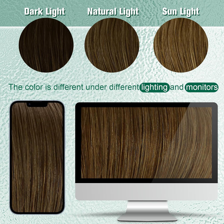 Easyouth Remy Tressen Echthaar Braun Sew in Extensions Echthaar Remy Glatt Tressen Extension Mittel