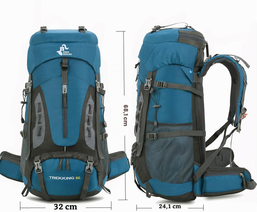 Bseash 60 l wasserdichter leichter Wanderrucksack mit Regenschutz, Outdoor-Sport, Reisen, Tagesrucks