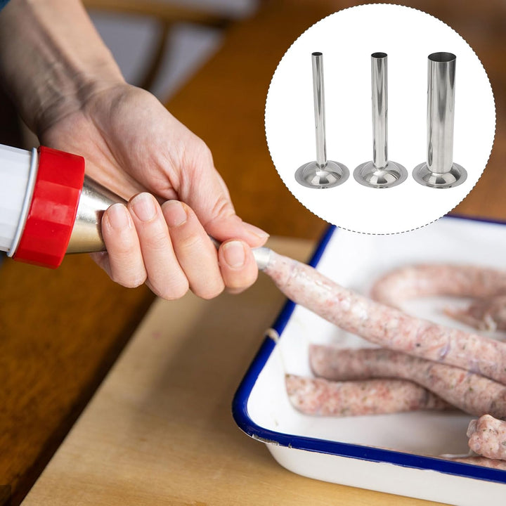Edelstahl Wurstfüllrohre Set – 3 Stück Wurstfülltrichter Für Fleischwolf Grösse 8 Ideal Für Hausgema
