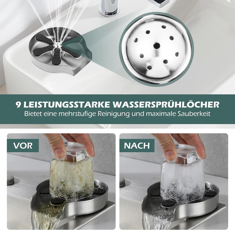 Dyna-Living Gläserspüler Edelstahl Automatische Glasspüler Waschbecken Tassenspüler Cup Washer Flasc