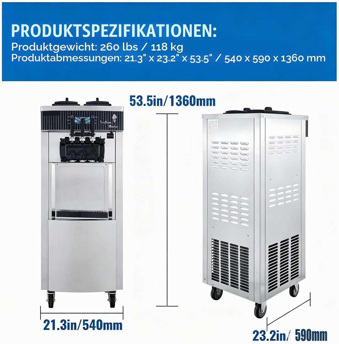 Kommerzielle Eismaschine, 20–28 L/h 2200 W, Kommerzielle Softeismaschine, Gewerbliche Eiscrememaschi