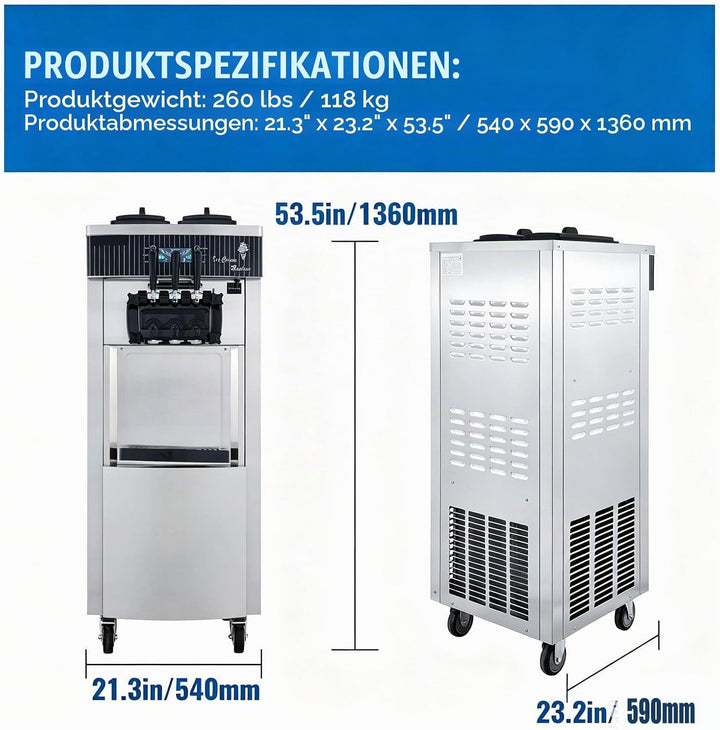 Kommerzielle Eismaschine, 20–28 L/h 2200 W, Kommerzielle Softeismaschine, Gewerbliche Eiscrememaschi