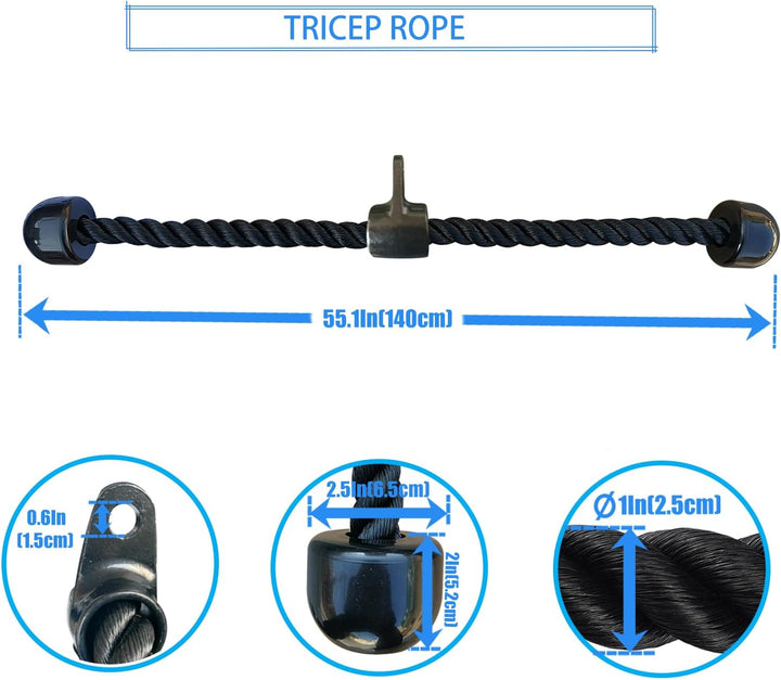 KORIKAHM langes Triceps Seil, Seil Pull Down Befestigung 120/140/160cm, Tricep Pull Down Seil für Ho