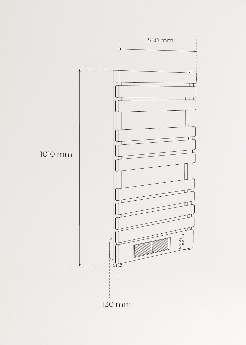 CREATE/ WARM Towel PRO/Badheizkörper Weiss mit Heizstrahler und Fernbedienung / 101x13x55cm / WLAN,