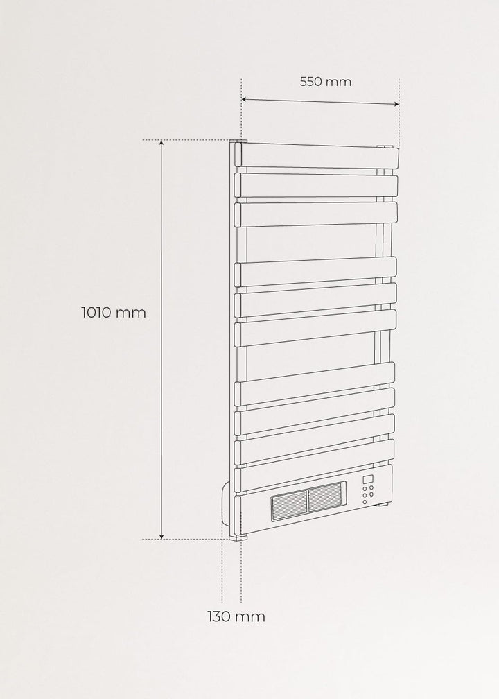 CREATE/ WARM Towel PRO/Badheizkörper Weiss mit Heizstrahler und Fernbedienung / 101x13x55cm / WLAN,