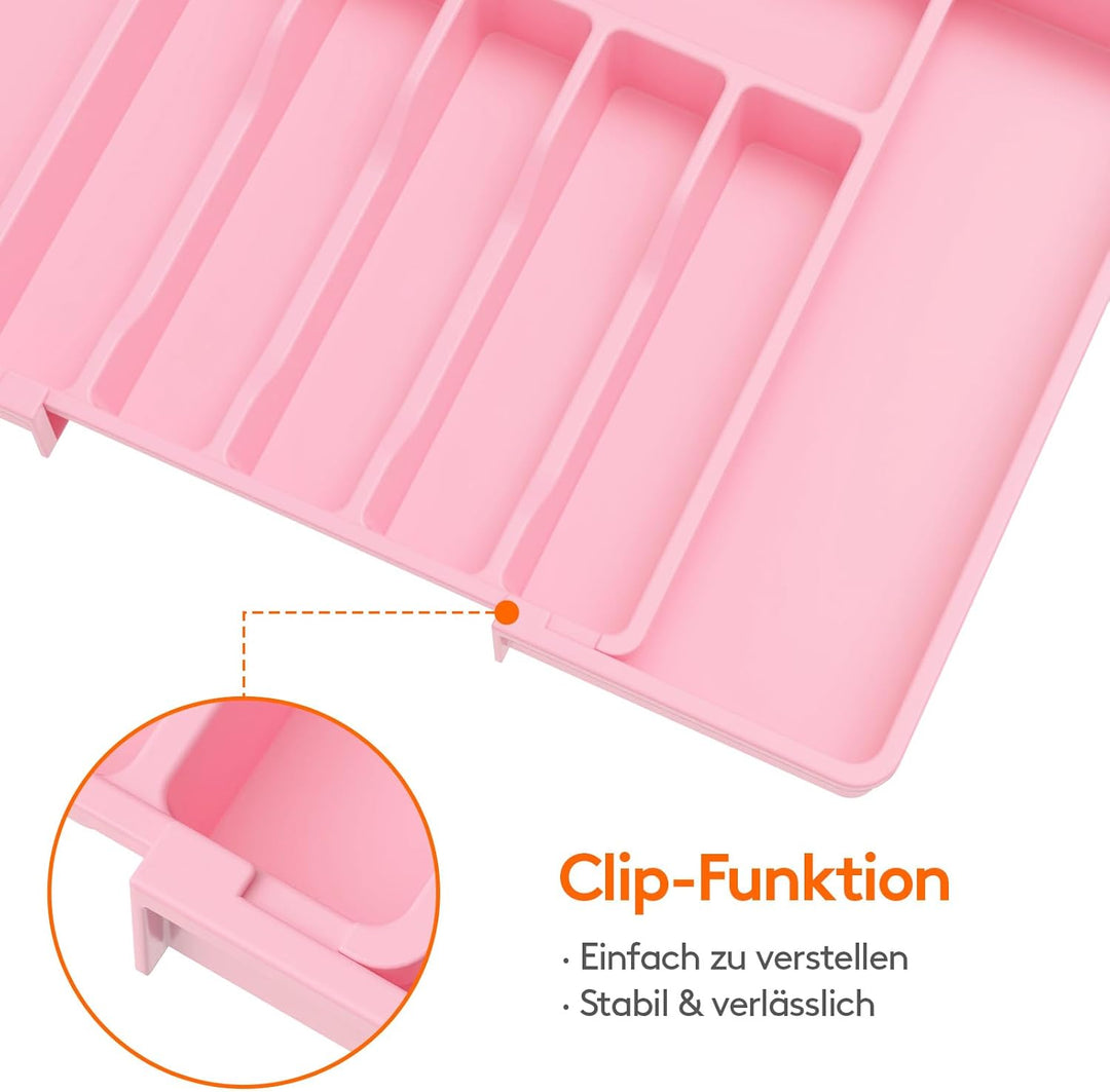Lifewit Besteckhalter, erweiterbarer Utensilienhalter für Schublade, verstellbarer Besteckkasten, ko