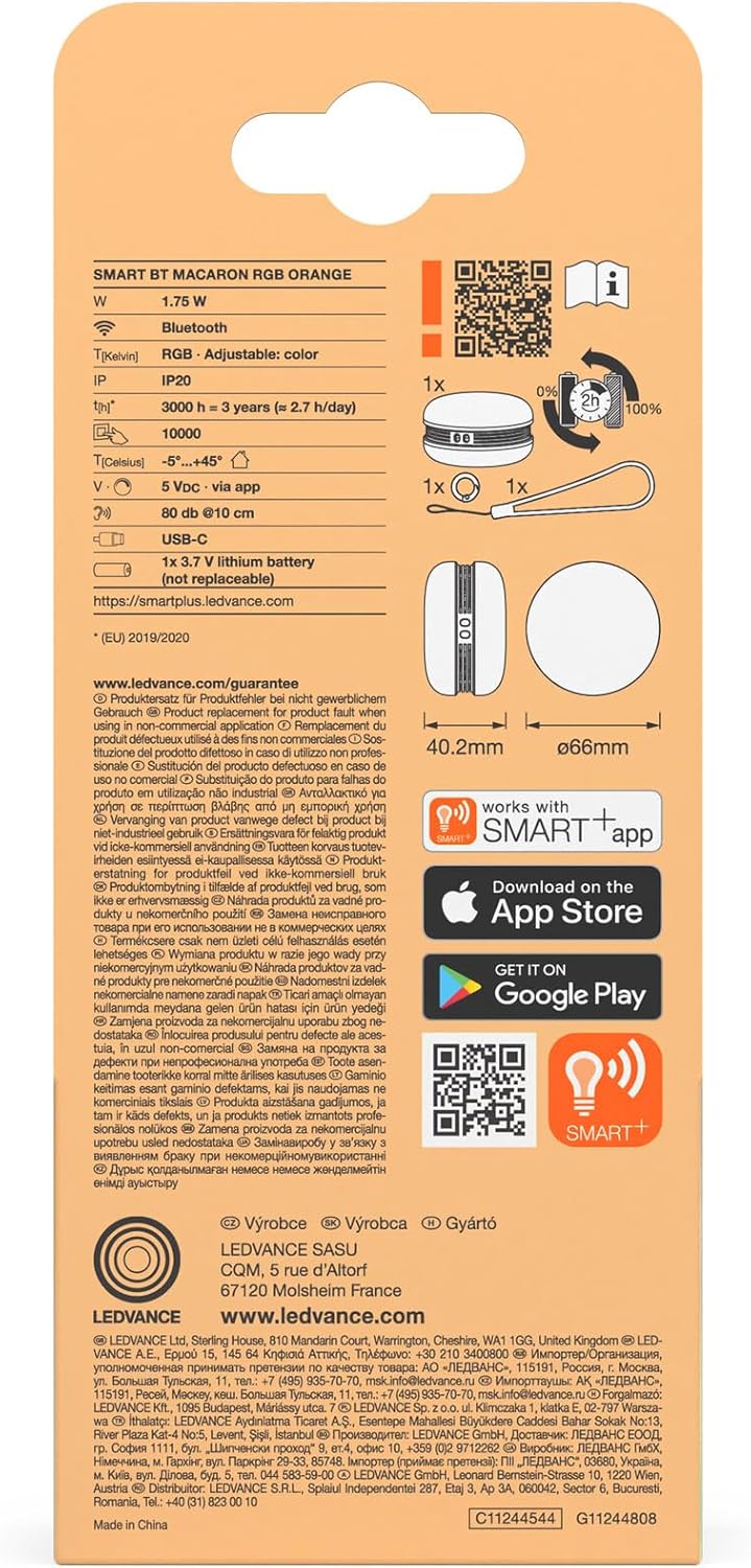 Osram Smart Macaron, Bluetooth-Lautsprecher mit Dreh-Farblicht, Musik-Sync & App-Timer – 3 Modi, Ste