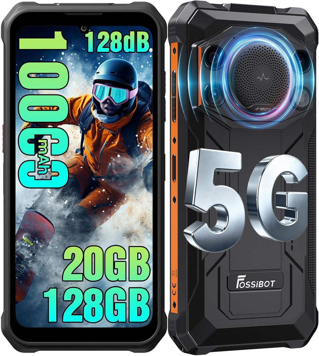 FOSSiBOT F110Pro Outdoor Smartphone 5G Android 15, 128 dB Lautsprecher-10000 mAh Handy Ohne Vertrag,
