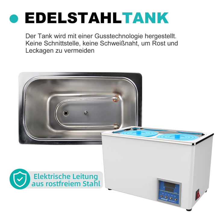 JOANLAB Laborwasserbad 6L - Einzelöffnung, Edelstahl - Präzises Thermostat ±0,1°C,600W- Timer 0-99 M