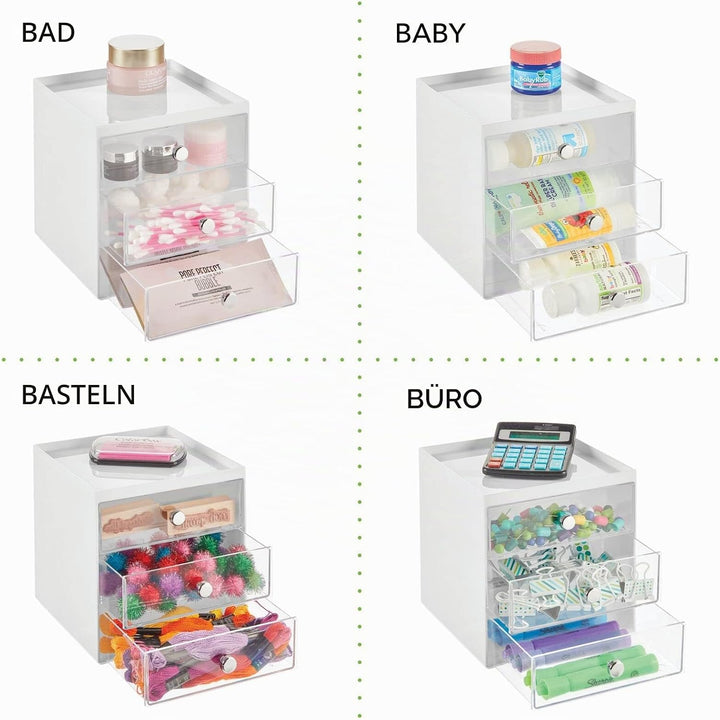 mDesign Make-up Organizer – Schminkaufbewahrung mit 3 Schubladen für Lidschatten, Lippenstift &amp; Co.
