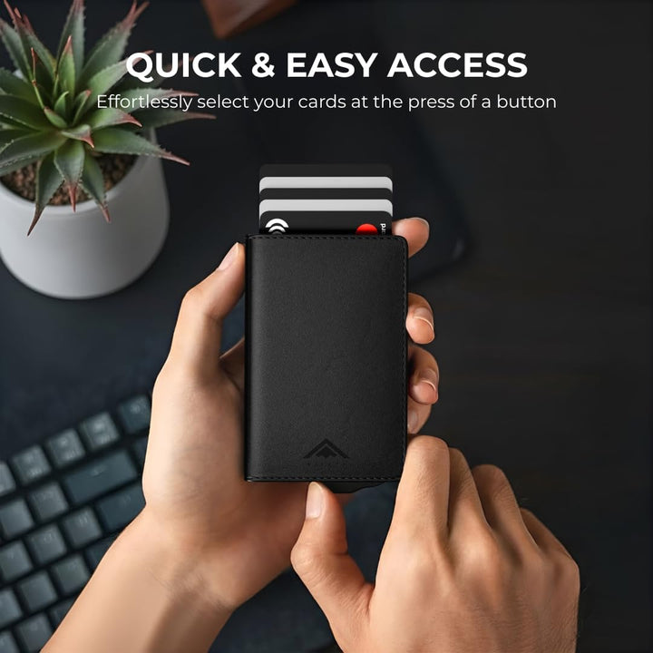 Stealth Wallet RFID Kartenportmonai Herren - Minimalistische Pop-Up-Portemonnaies mit Geschenkbox -