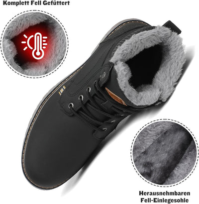 Mishansha Warme Gefüttert Winterschuhe Herren Damen Wasserabweisend Winterstiefel Wanderschuhe Gr.36