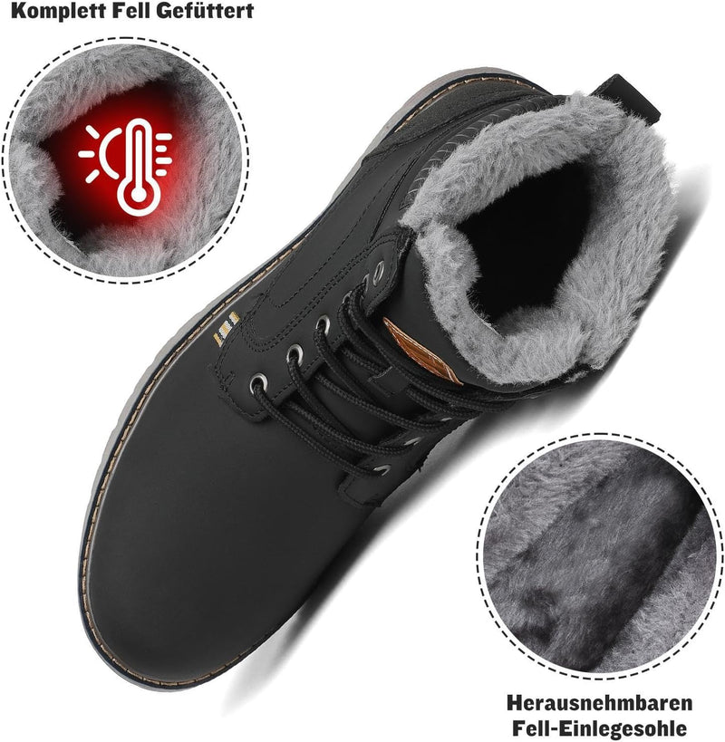 Mishansha Warme Gefüttert Winterschuhe Herren Damen Wasserabweisend Winterstiefel Wanderschuhe Gr.36