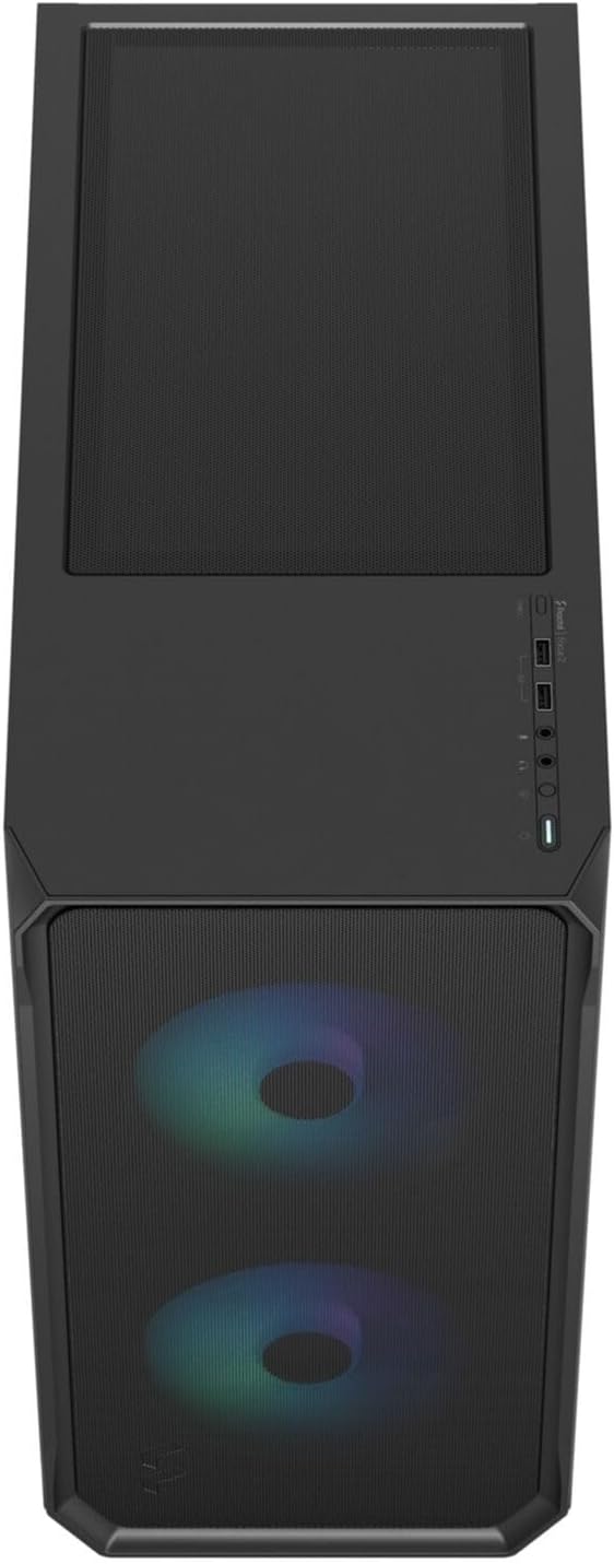 Fractal Design Focus 2 RGB Black - Tempered Glass Clear Tint - Mesh Front – Two 140 mm RGB Aspect Fa