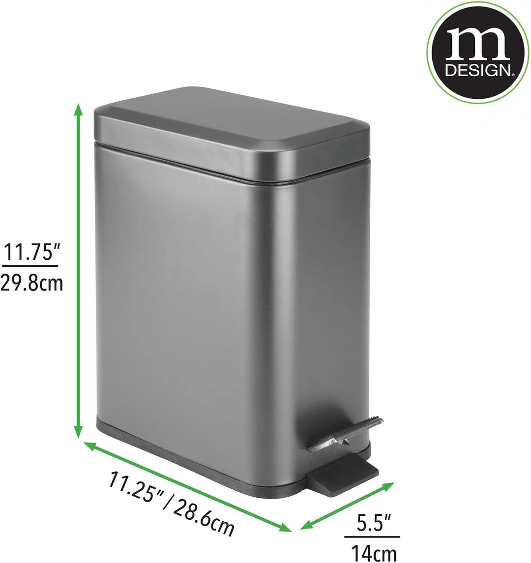 mDesign Kleiner moderner Mülleimer mit Metalldeckel, rechteckig, 3,5 l, kompakter Mülleimer mit hera