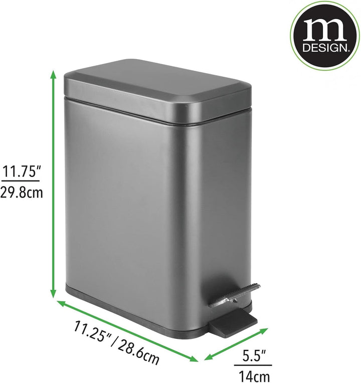 mDesign Kleiner moderner Mülleimer mit Metalldeckel, rechteckig, 3,5 l, kompakter Mülleimer mit hera