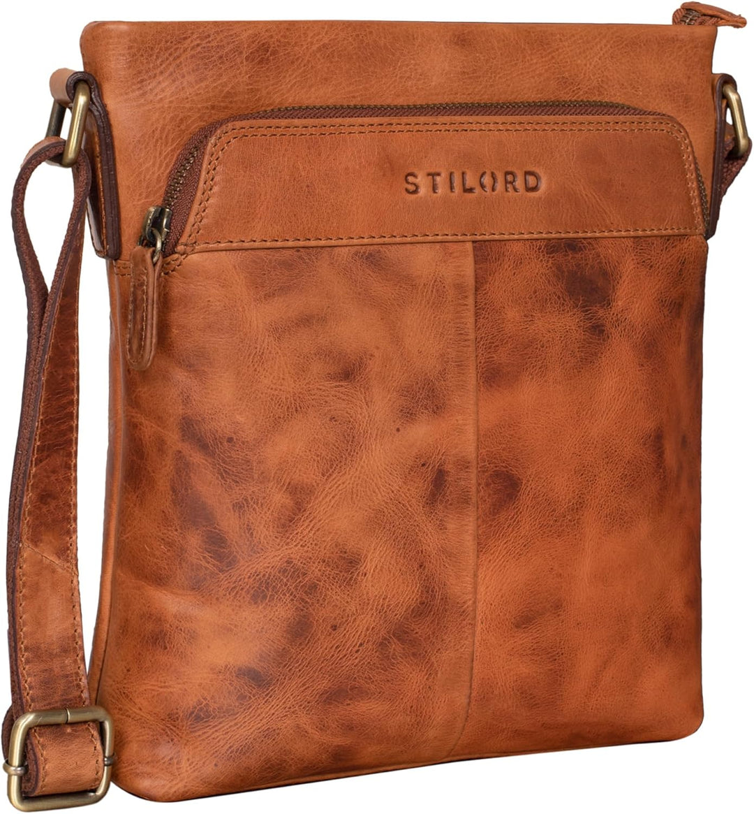 STILORD 'Elea' Umhängetasche Damen Leder Vintage Schultertasche Freizeit Handtasche für 10,1 Zoll iP