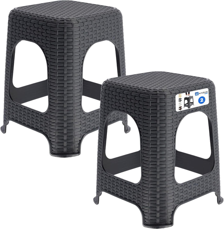 KADAX Hocker aus Kunststoff, Tritthocker bis 120 kg, Rattanhocker mit Antirutschfüssen, Badhocker, W