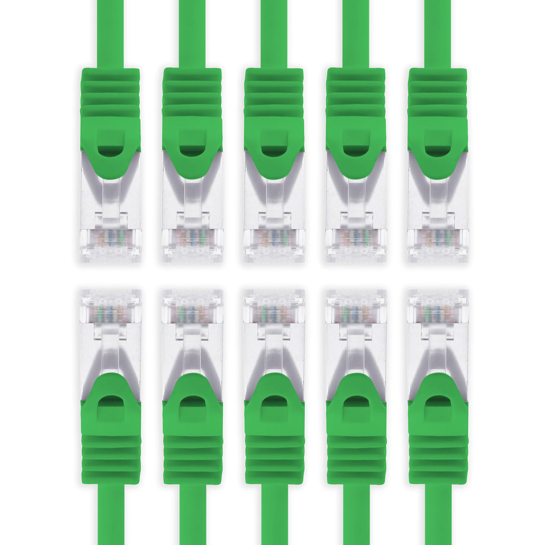7,5m - grün - 10 Stück Cat7 Netzwerkkabel SFTP Patchkabel Lankabel Rohkabel 10GB/s - 500 Mhz konfekt