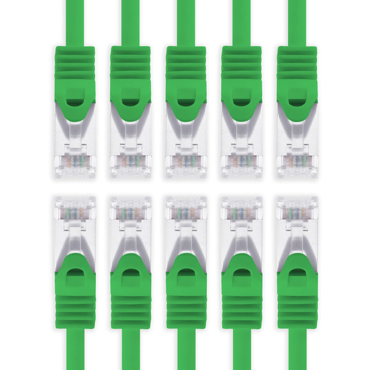7,5m - grün - 10 Stück Cat7 Netzwerkkabel SFTP Patchkabel Lankabel Rohkabel 10GB/s - 500 Mhz konfekt