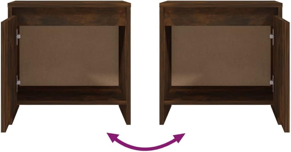 WIFESE Nachttisch Räuchereiche 45x34x44,5 cm Holzwerkstoff Nachtkästchen Nachtkommode Beistelltisch