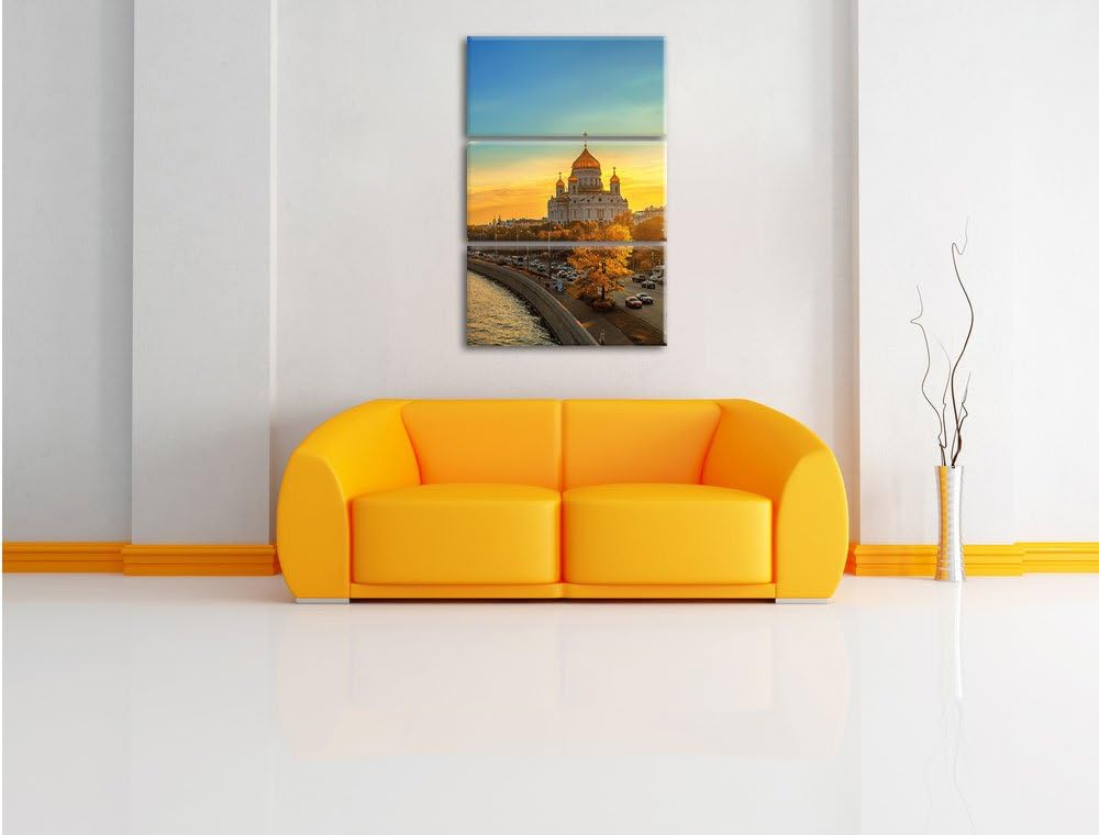 Pixxprint Sonnenuntergang in Moskau als Leinwandbild/Grösse: 3 Teilig (120x80) cm/Wandbild/Kunstdruc