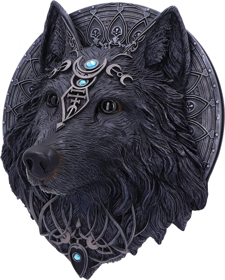 Nemesis Now Wandschild zum Aufhängen, Gothic, magischer Wolf, Mond, Schwarz, Einheitsgrösse