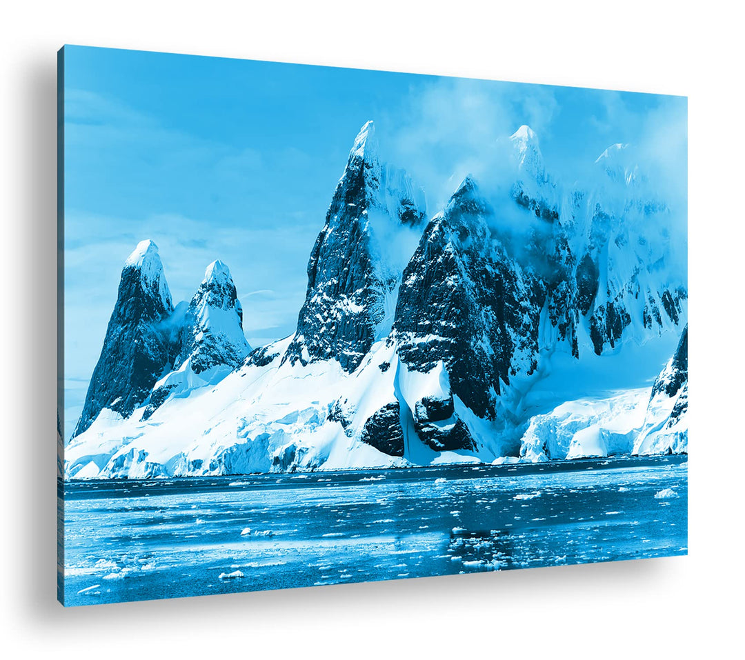 deyoli beeindruckende Berge in der Antarktika Format 80x60 Effekt: Monocrome Blau als Leinwandbild,