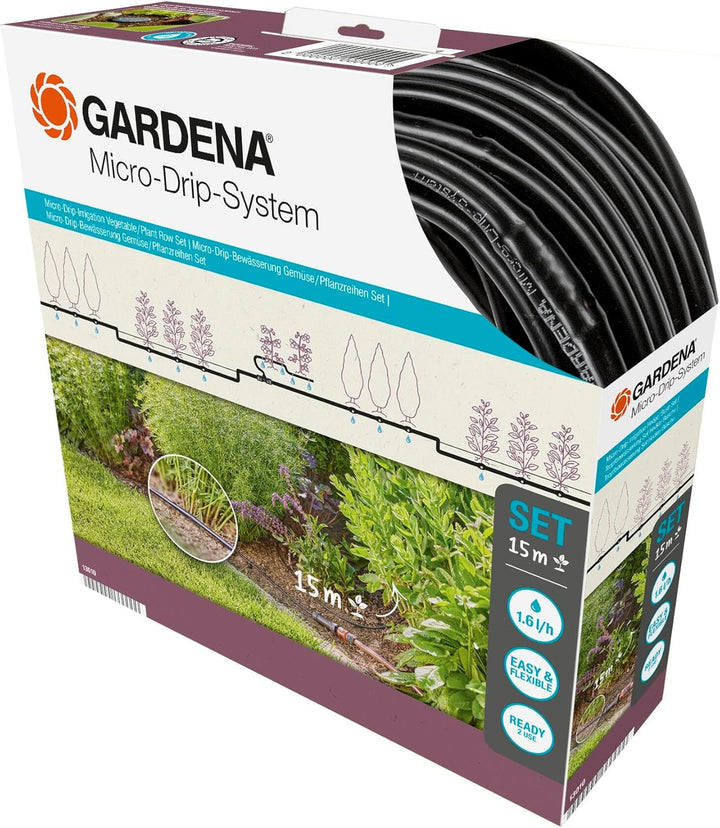 Gardena Start Set Pflanzreihen S: Micro-Drip-Gartenbewässerungssystem zur schonenden, wassersparende
