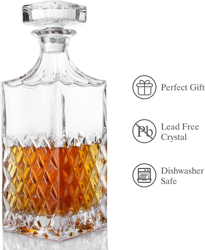 LIGHTEN LIFE Whisky-Dekanter 849, ml bleifreier Whisky Karaffe mit Stopfen in Geschenkbox,Kristall-S