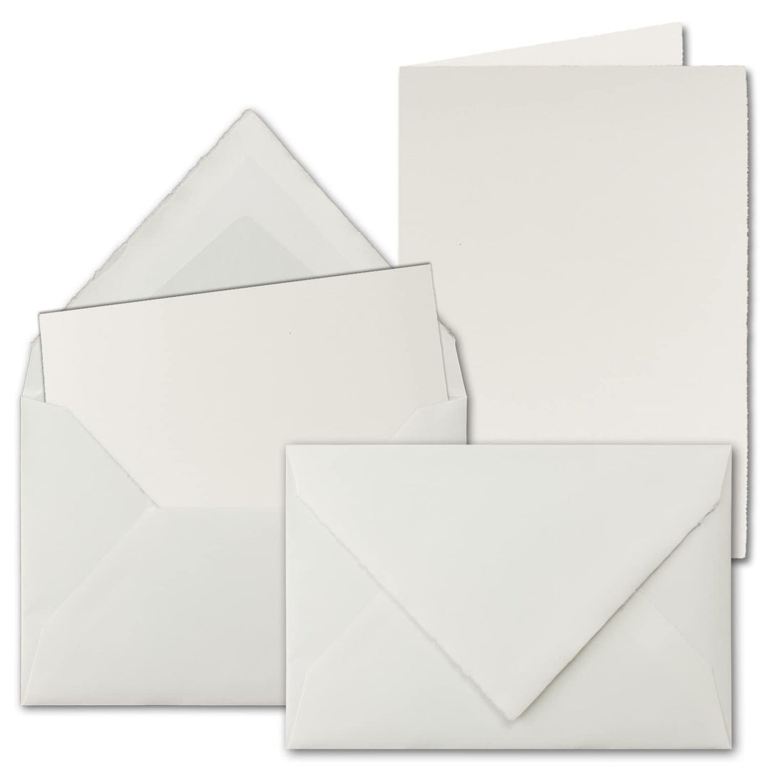 25x Vintage Kartenset aus Büttenpapier - DIN A6 Faltkarten mit DIN C6 Briefumschläge gefüttert - hoc