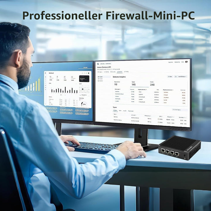 Sharevdi Firewall Mini PC, Micro Firewall Appliance, 4X Intel 2.5 GbE I225-V LAN Ports, Intel Celero