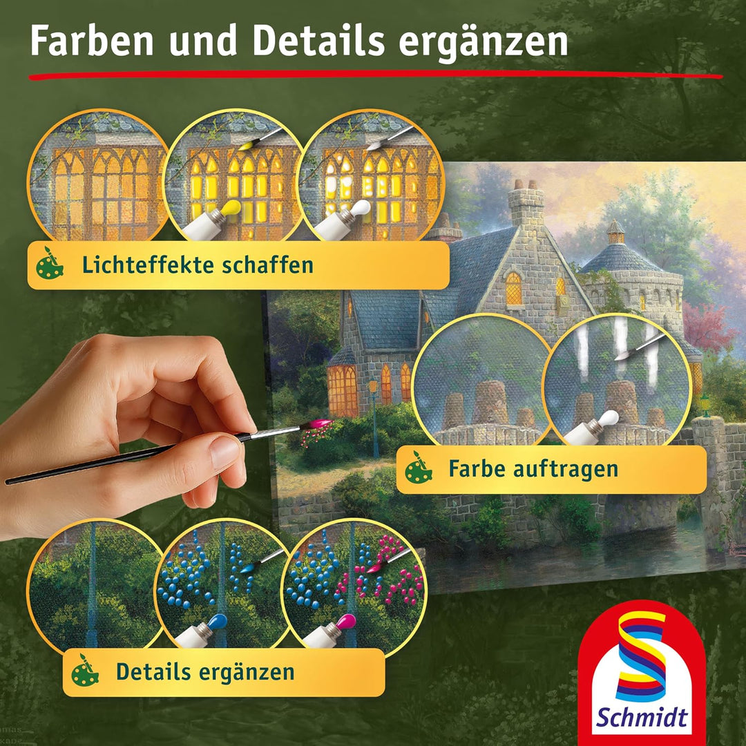 Lamplight Manor: My Artnoble® Thomas Kinkade | Premium-Malset mit vorgedruckter Leinwand und Acrylfa