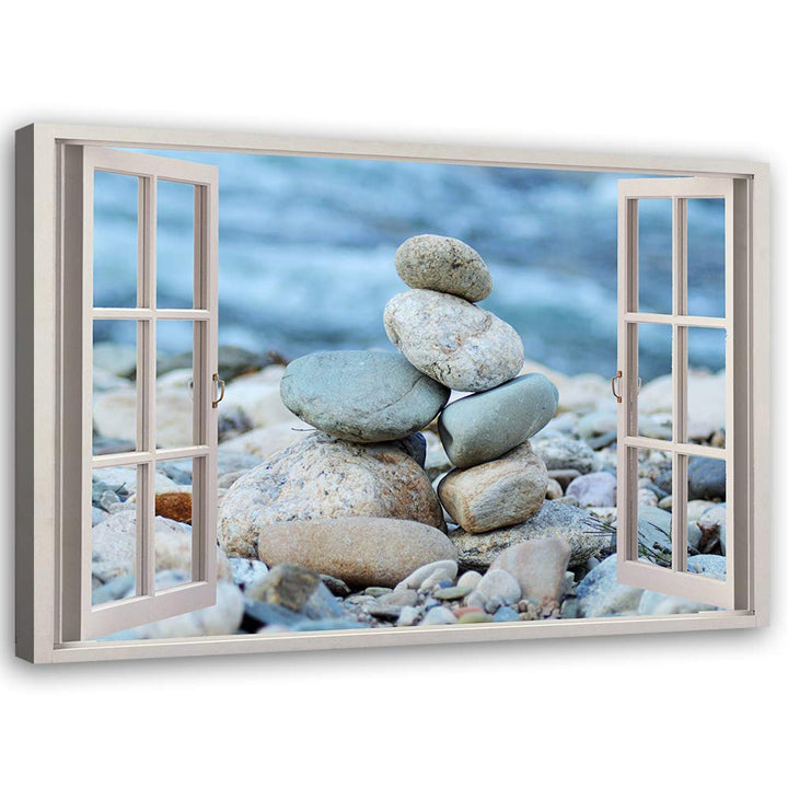 Leinwandbild XXL 3D Illusion Wandbild Kunst Steine Blau 120x80 cm Leinwandbild 120x80 cm Blau_i, Lei
