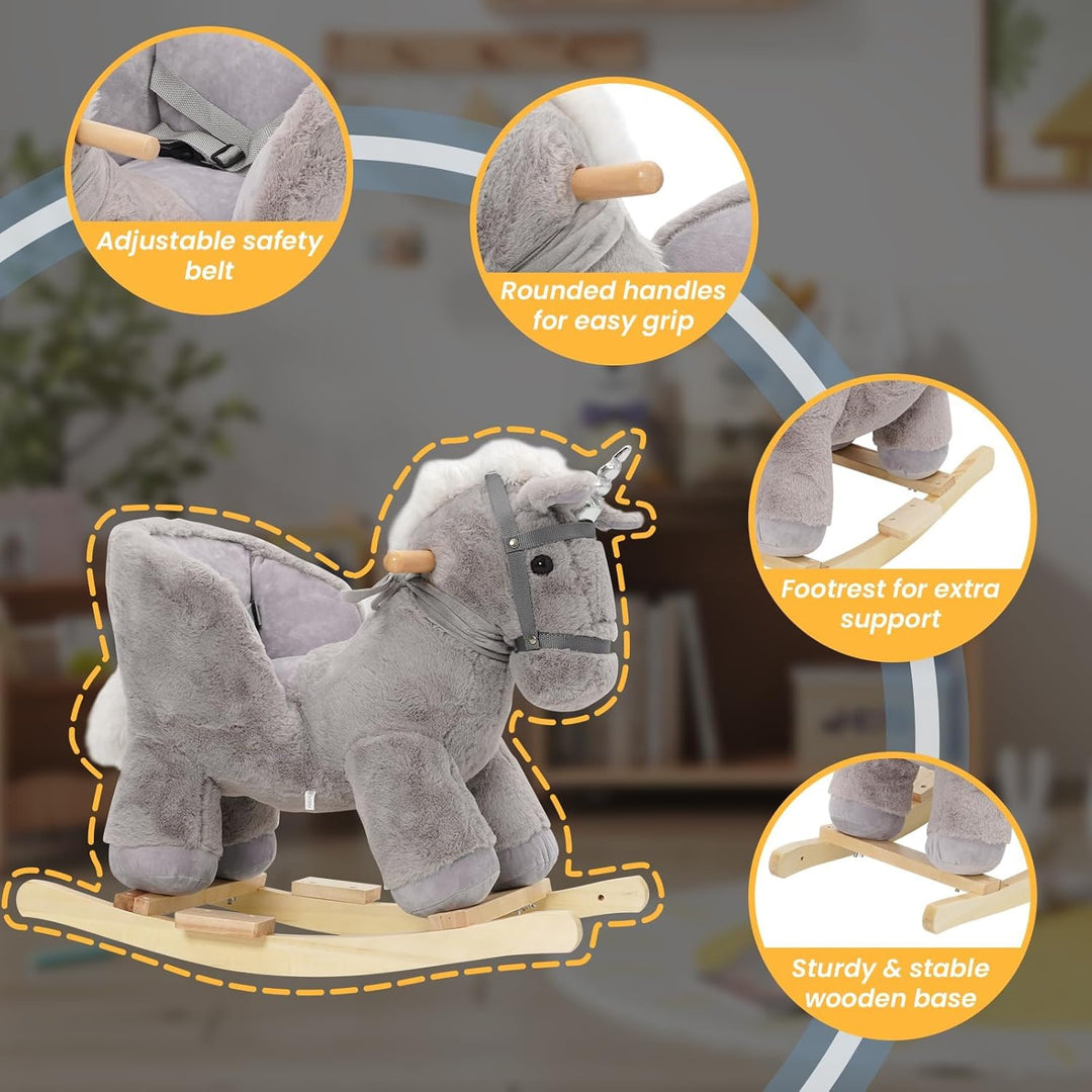 Schaukelpferd ab 6 Monate Schaukeltier Schaukel das Pferd Baby mit Sicherheitsgurte Rocking Horse Ge