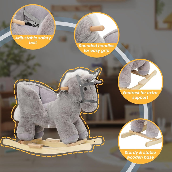 Schaukelpferd ab 6 Monate Schaukeltier Schaukel das Pferd Baby mit Sicherheitsgurte Rocking Horse Ge