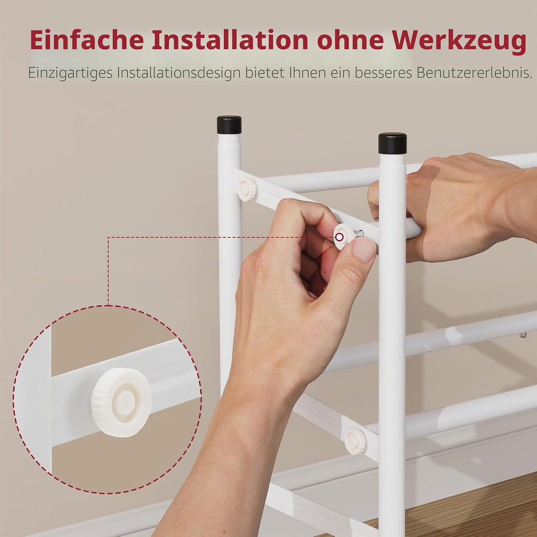 Tajsoon 2-stöckiges, Ausziehbares Schuhregal, 71–104 cm Verstellbar und Stapelbar, Schuhablage aus M