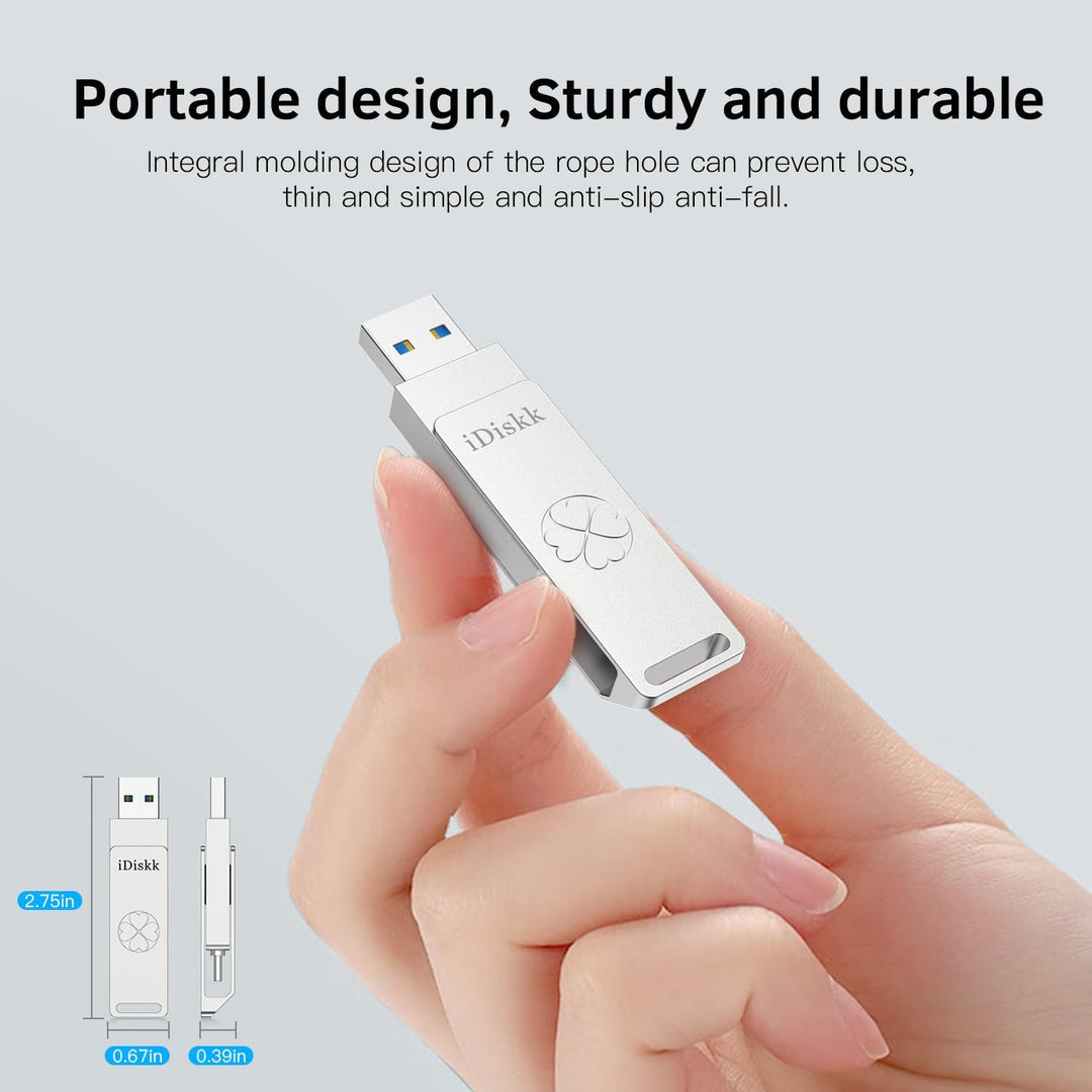 iDiskk 512GB Solid State USB Flash Drive, High Speed SSD Up to 500MB/s Fast USB-C and Gen 2 USB3.2 U