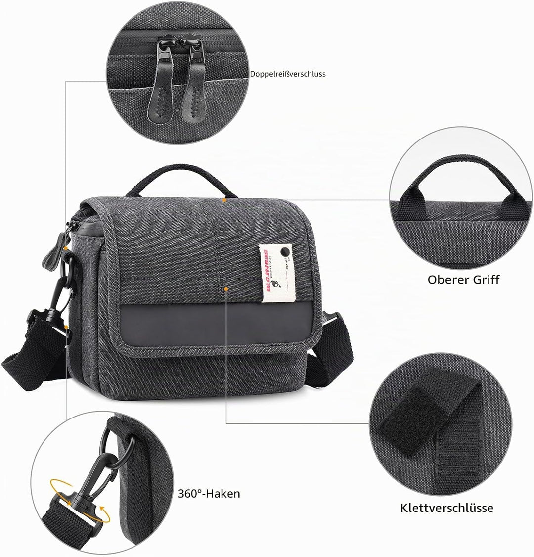 Besnfoto Kameratasche, Geldbörse, kleine Kuriertasche, Schultertasche für spiegellose DSLR-Kamera, w