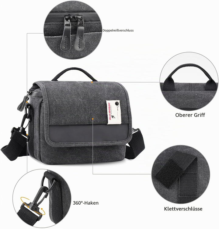 Besnfoto Kameratasche, Geldbörse, kleine Kuriertasche, Schultertasche für spiegellose DSLR-Kamera, w