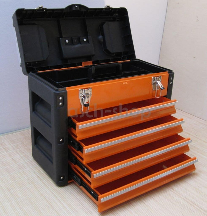 METALL Werkzeugkiste mit 8 Funktionen 3061BB von AS-S Orange, Orange