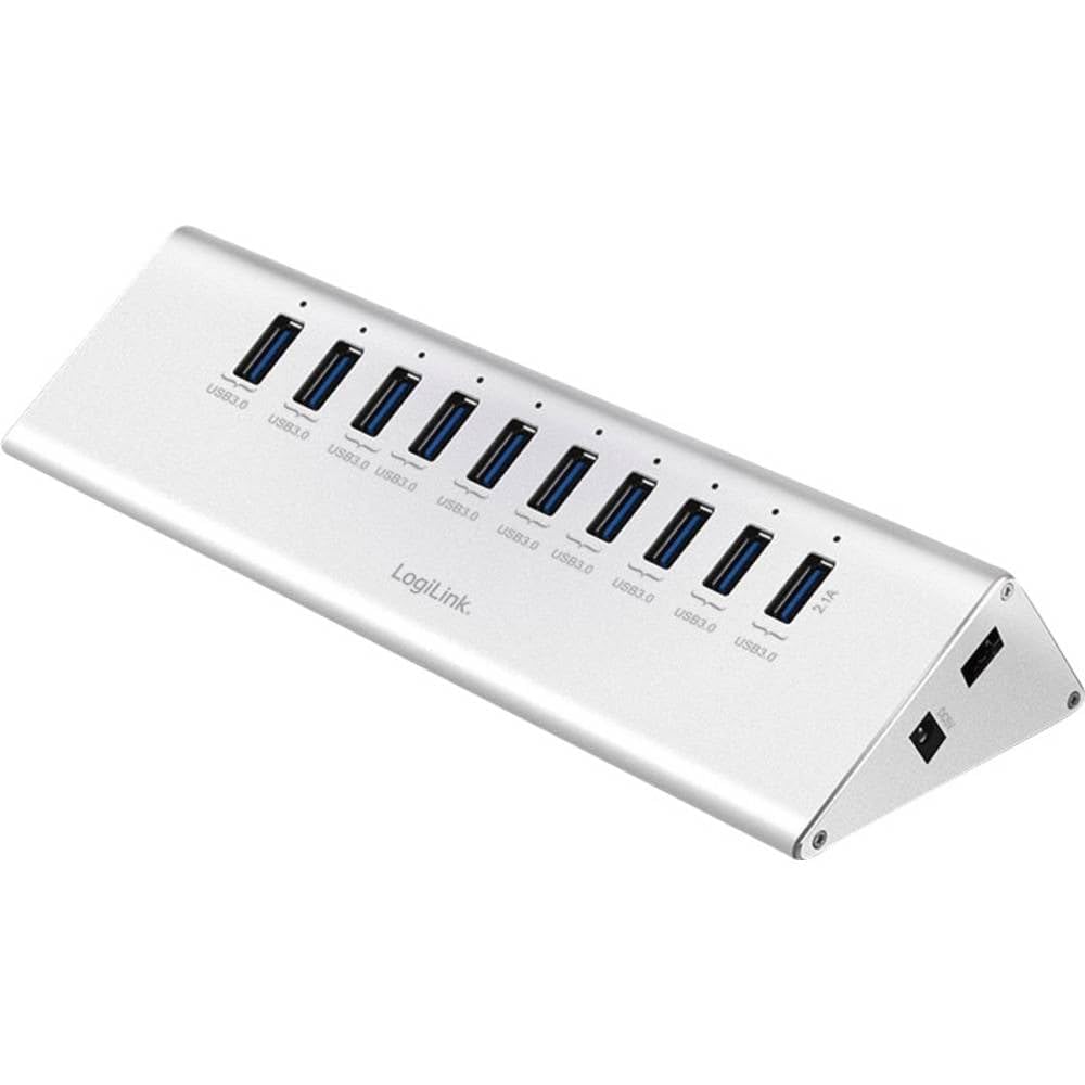 LogiLink UA0229 USB 3.0 Hub 10-Port + 1x Schnell-Ladeport mit Smart IC / LED Anzeige / Überspannungs