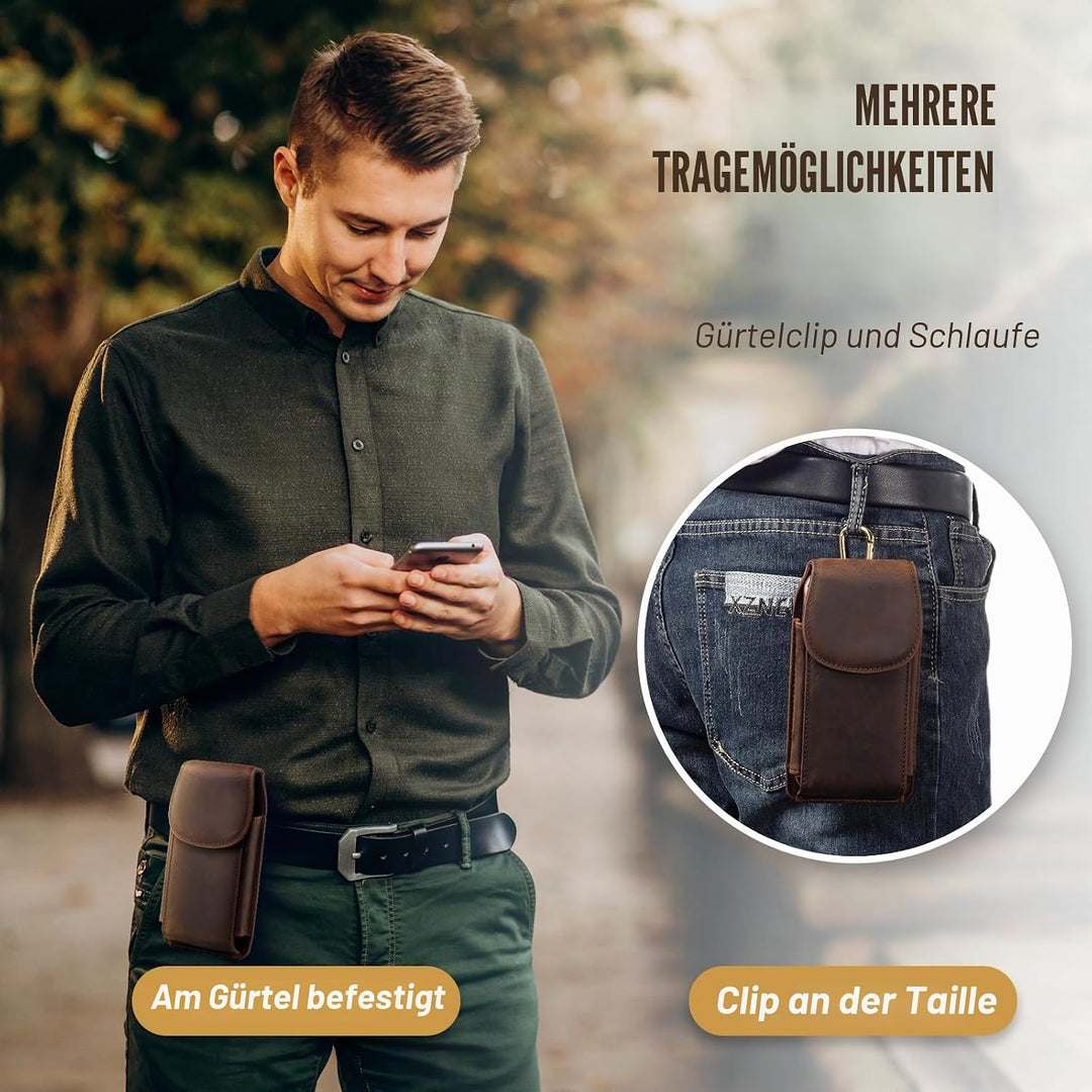 Hengwin Leder Handy Holster Fall Taille Gürtel Tasche für iPhone 17 Pro Max/16Plus iPhone 16 15 14 1