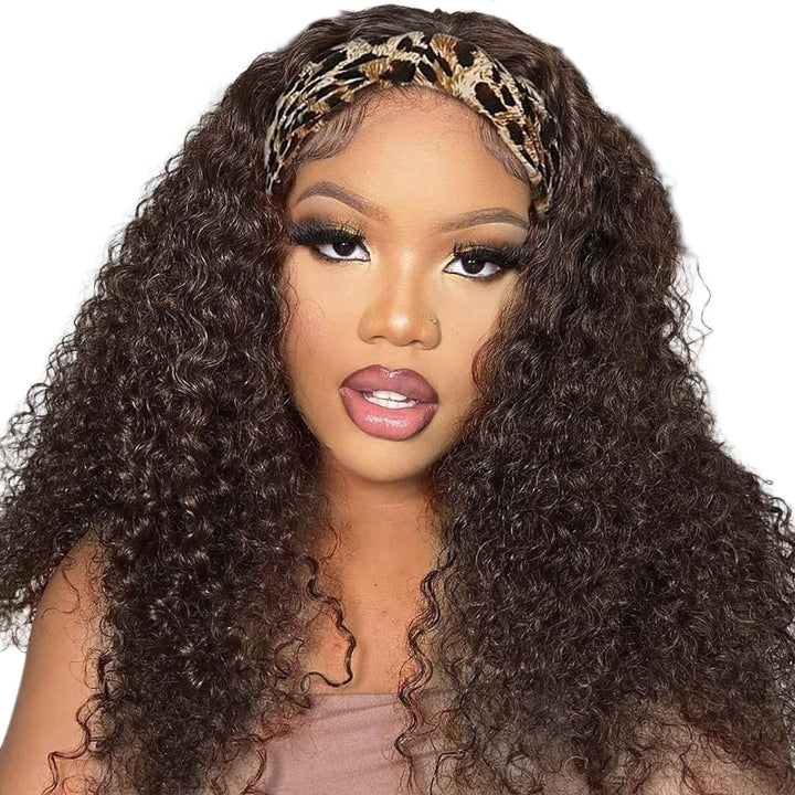 TNICE Headband Wig Human Hair Deep Wave 14 Inch Machine Made None Lace Front Wig Brazilian Virgin Cu